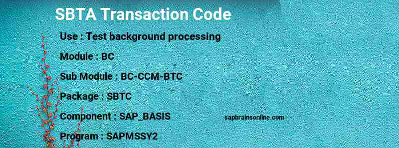 SAP SBTA transaction code