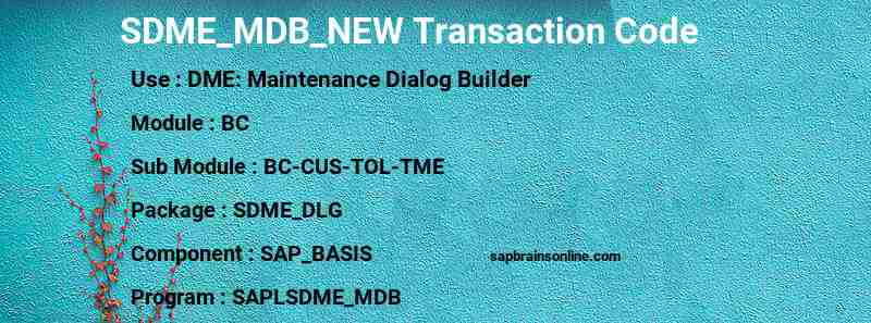 SAP SDME_MDB_NEW transaction code