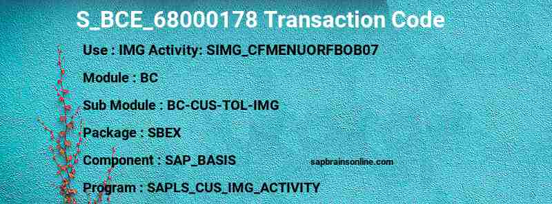 SAP S_BCE_68000178 transaction code