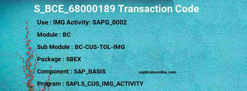 SAP S_BCE_68000189 transaction code