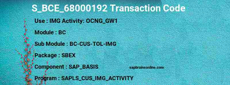 SAP S_BCE_68000192 transaction code