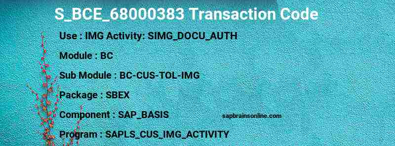 SAP S_BCE_68000383 transaction code