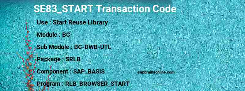 SAP SE83_START transaction code