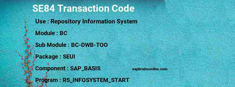 SAP SE84 transaction code
