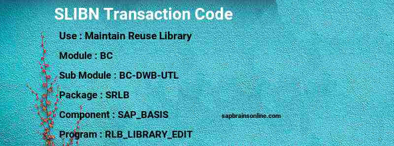 SAP SLIBN transaction code