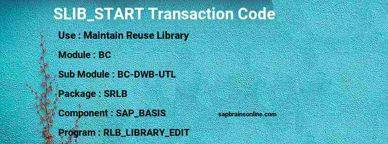 SAP SLIB_START transaction code