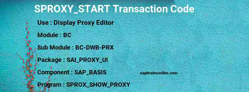SAP SPROXY_START transaction code