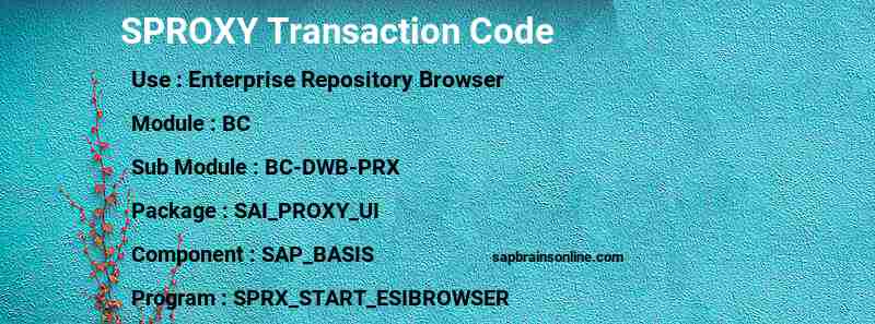 SAP SPROXY transaction code