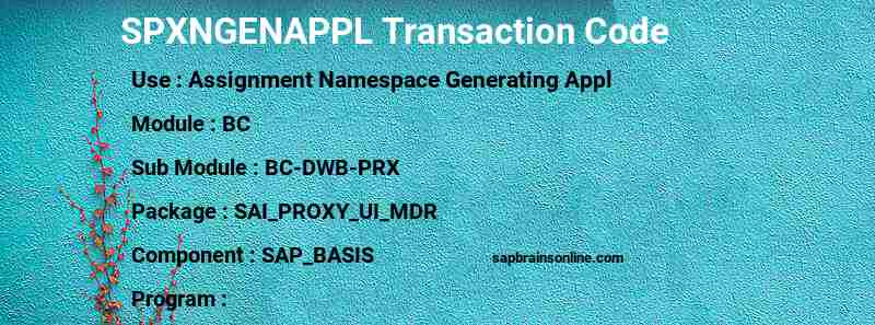 SAP SPXNGENAPPL transaction code