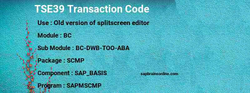 SAP TSE39 transaction code