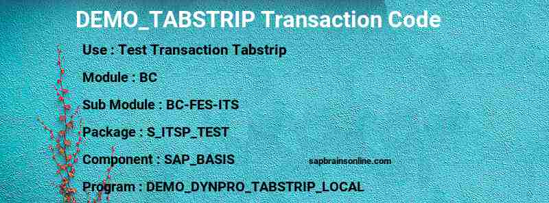 SAP DEMO_TABSTRIP transaction code