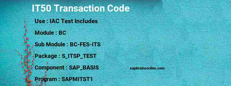 SAP IT50 transaction code