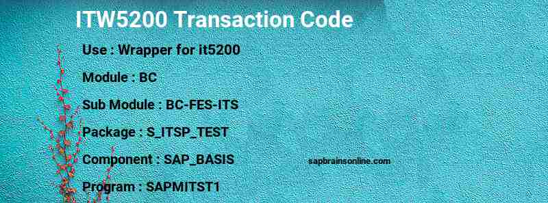 SAP ITW5200 transaction code