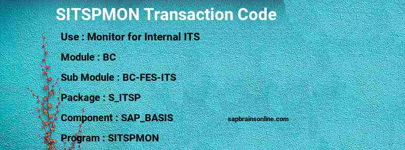 SAP SITSPMON transaction code