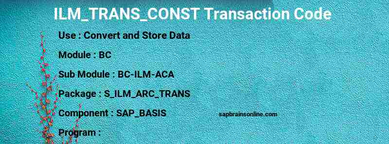 SAP ILM_TRANS_CONST transaction code