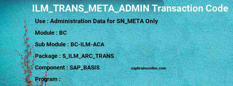 SAP ILM_TRANS_META_ADMIN transaction code