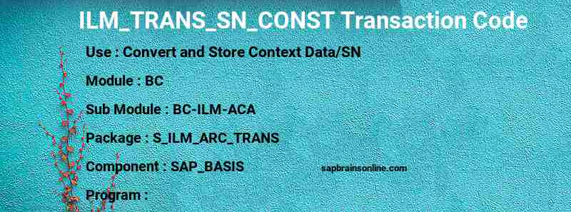 SAP ILM_TRANS_SN_CONST transaction code