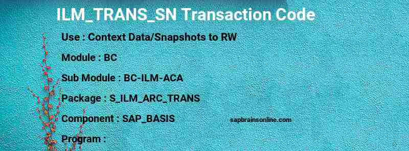 SAP ILM_TRANS_SN transaction code