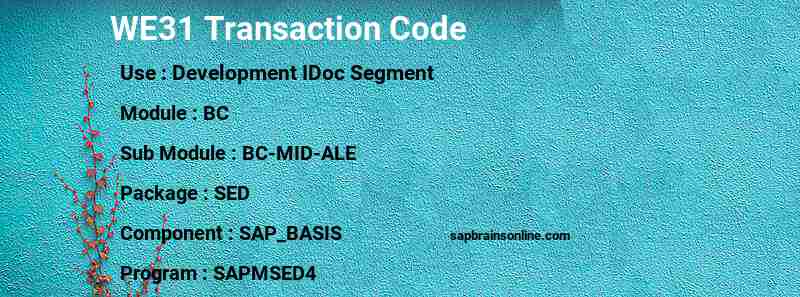 SAP WE31 transaction code