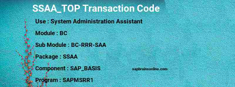 SAP SSAA_TOP transaction code