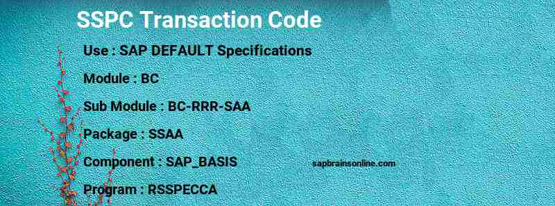 SAP SSPC transaction code