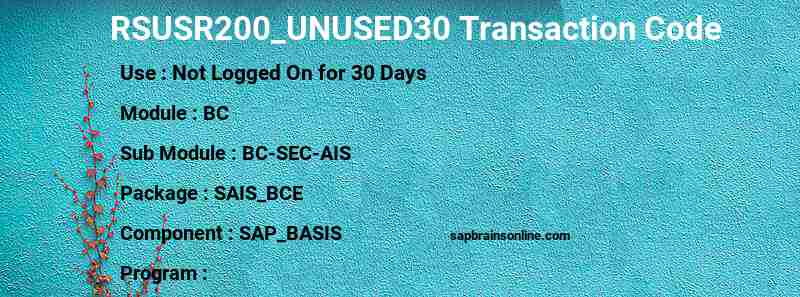 SAP RSUSR200_UNUSED30 transaction code