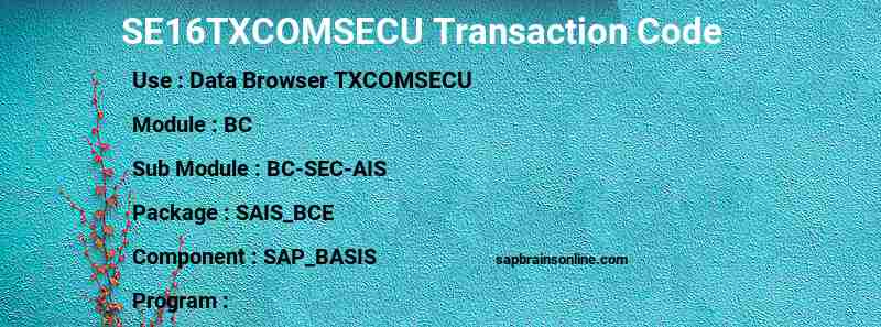 SAP SE16TXCOMSECU transaction code