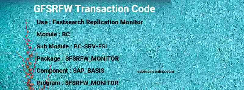 SAP GFSRFW transaction code