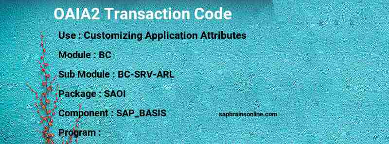 SAP OAIA2 transaction code