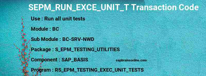 SAP SEPM_RUN_EXCE_UNIT_T transaction code