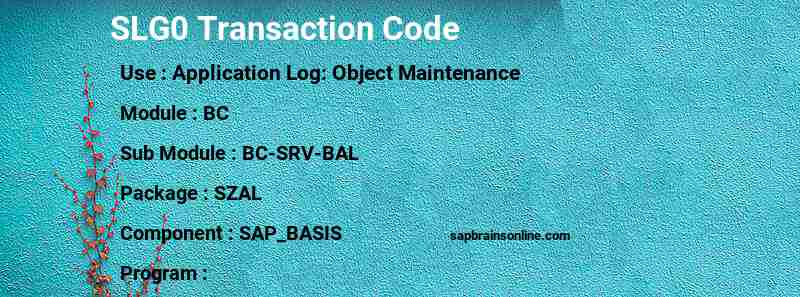 SAP SLG0 transaction code