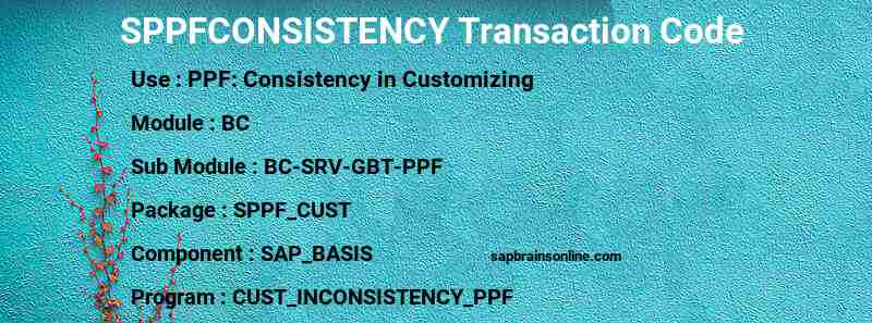 SAP SPPFCONSISTENCY transaction code