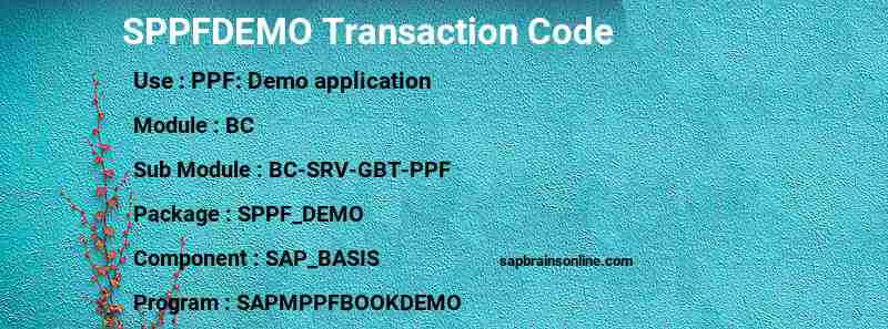 SAP SPPFDEMO transaction code