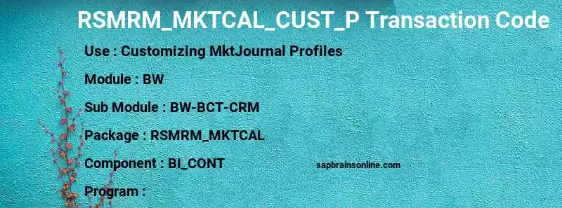 SAP RSMRM_MKTCAL_CUST_P transaction code