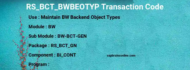 SAP RS_BCT_BWBEOTYP transaction code