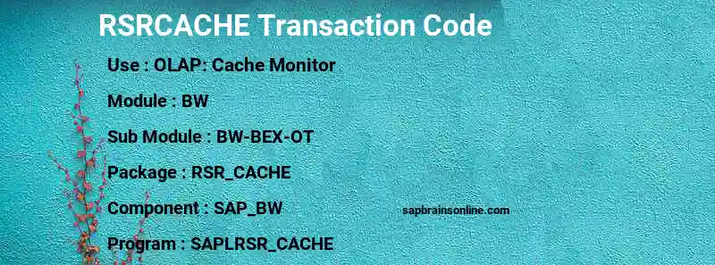 SAP RSRCACHE transaction code