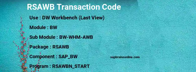 SAP RSAWB transaction code