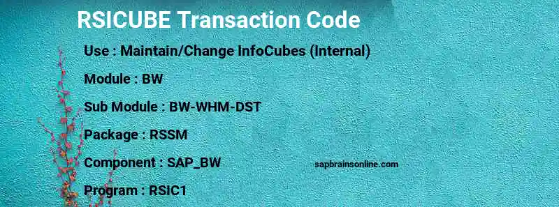 SAP RSICUBE transaction code