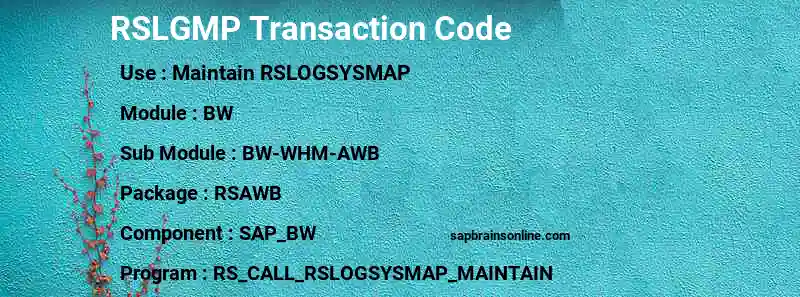 SAP RSLGMP transaction code
