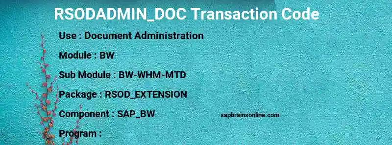 SAP RSODADMIN_DOC transaction code