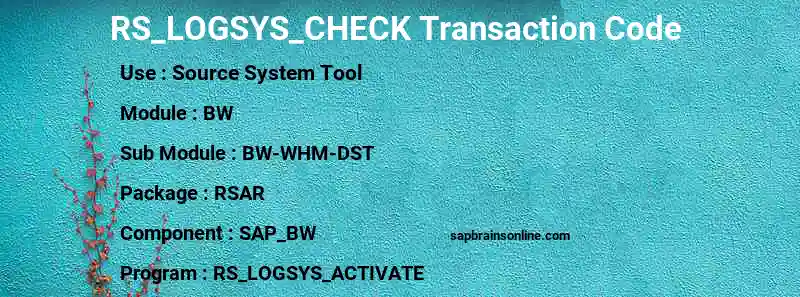 SAP RS_LOGSYS_CHECK transaction code