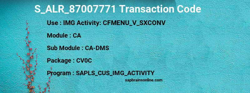 SAP S_ALR_87007771 transaction code