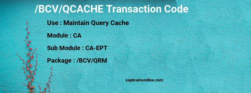 SAP /BCV/QCACHE transaction code
