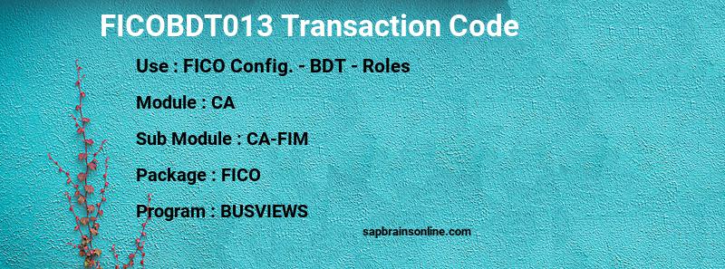SAP FICOBDT013 transaction code
