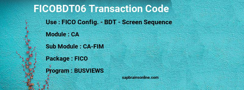 SAP FICOBDT06 transaction code