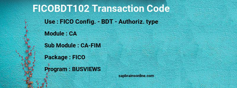 SAP FICOBDT102 transaction code