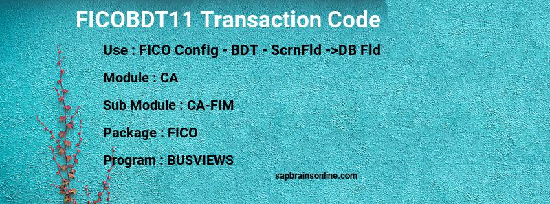 SAP FICOBDT11 transaction code