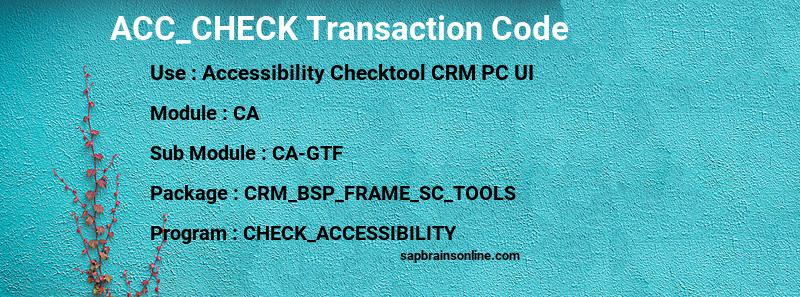 SAP ACC_CHECK transaction code