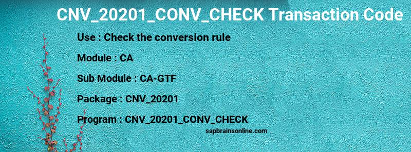 SAP CNV_20201_CONV_CHECK transaction code