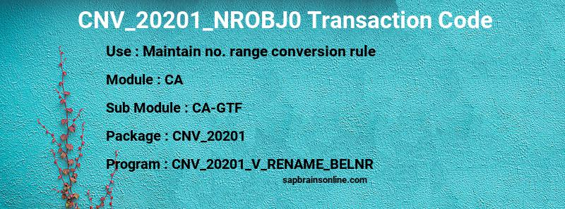 SAP CNV_20201_NROBJ0 transaction code